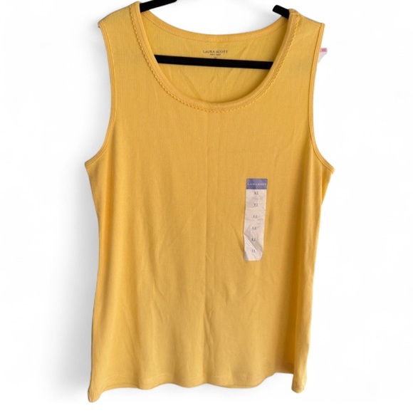 Laura Scott Tops - Laura Scott Yellow Missy Ribbed Tank Top
